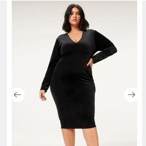 Velvet Deep V Midi Dress